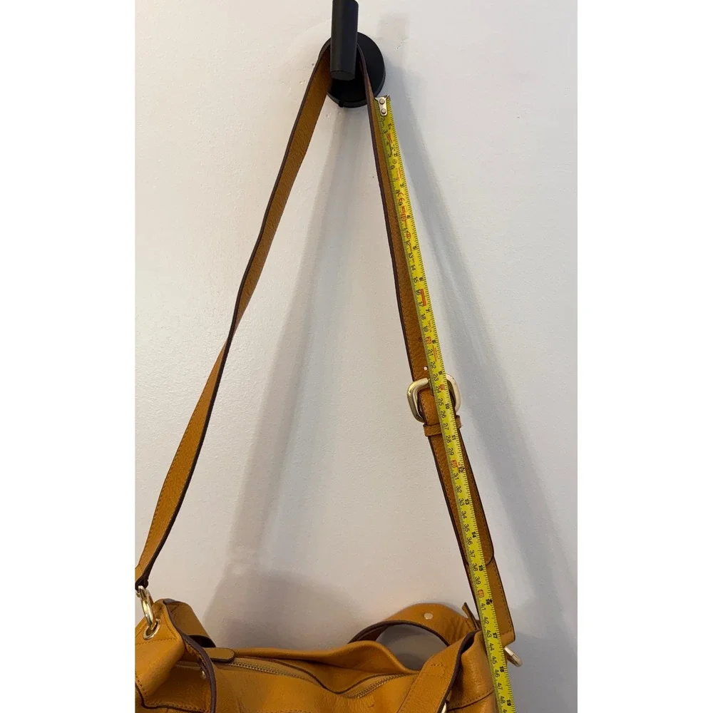 Stunning Presa Pebbled Leather Handbag in Vibrant Honey/Mustard Tone